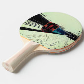 黄色とターコイズ 卓球ラケット (正面アングル)