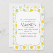 黄色とティール(緑がかった色)のフローラバチェロレッテ週末 招待状 (正面)