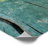 黄色とティール（緑がかった色）の木製ボードのクローズアップ ポスター (角)