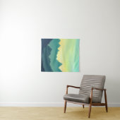 黄色とティール(緑がかった色)の水色の山 タペストリー (インサイチュ(横))