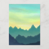 黄色とティール(緑がかった色)の水色の山 ポストカード (正面)