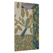 黄色とティール(緑がかった色)の青い鳥が枝に止まる クリップボード (右)