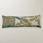 黄色とティール（緑がかった色）の青い鳥が枝に止まる ボディピロー (裏面)