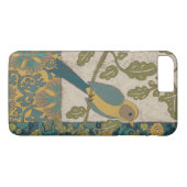 黄色とティール（緑がかった色）の青い鳥が枝に止まる Case-Mate iPhoneケース (裏面(横))