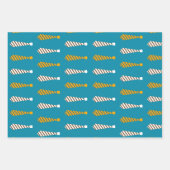 黄色とティール(緑がかった色)の青のタイのセット3 ラッピングペーパーシート (正面)