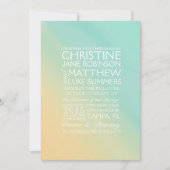 黄色とティール（緑がかった色）グラデーション結婚式招待状 招待状 (正面)