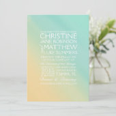 黄色とティール(緑がかった色)グラデーション結婚式招待状 招待状 (スタンド正面)