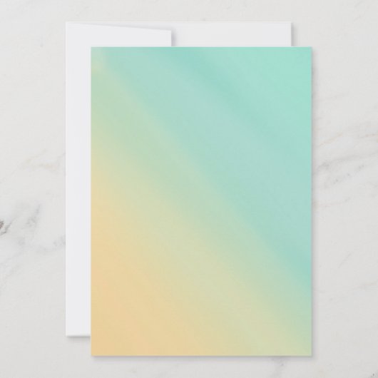 黄色とティール（緑がかった色）グラデーション結婚式招待状 招待状 (裏面)