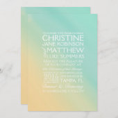 黄色とティール(緑がかった色)グラデーション結婚式招待状 招待状 (正面/裏面)