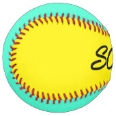 黄色とティール（緑がかった色）ソフトボールを獲得 ソフトボール (正面左)