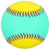 黄色とティール（緑がかった色）ソフトボールを獲得 ソフトボール (裏面)