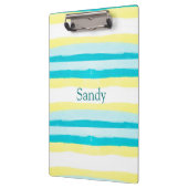 黄色とティール（緑がかった色）パーソナライズされた名のクリップボード クリップボード (左)