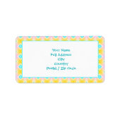 黄色とティール（緑がかった色）大差出人住所ラベル ラベル (正面)
