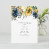 黄色とネイビーの花束 ウェディング 招待状 (スタンド正面)