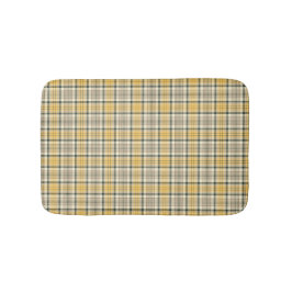 黄色とネイビーブルーの格子模様 バスマット