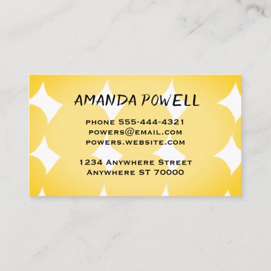 黄色とパターン(の模様が)ある黒の絵を描図形のパターン 名刺 (裏面)