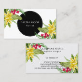 黄色とピンクのエキゾチックな花 名刺 (正面/裏面)