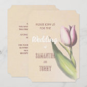 黄色とピンクのエレガントなチューリップ | ロマンチックなウェディングイン 招待状 (正面/裏面)