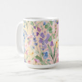 黄色とピンクのカラフルな花 コーヒーマグカップ (正面左)