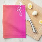 黄色とピンクのグラデーショングラデーション キッチンタオル (四つ折り)