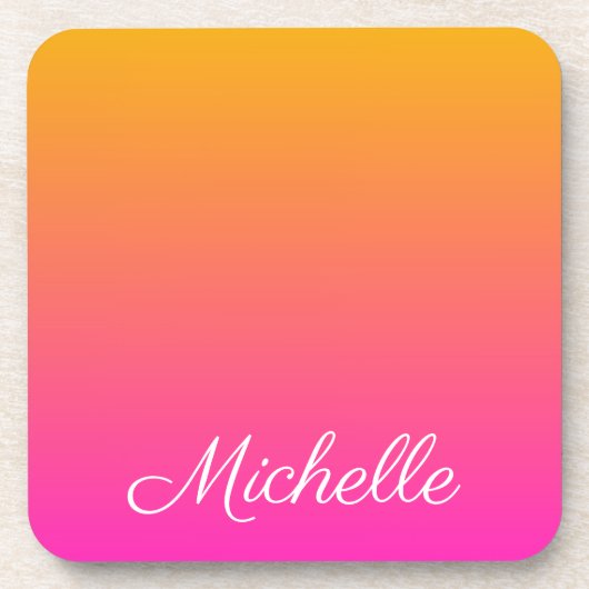 黄色とピンクのグラデーショングラデーション コースター (正面)