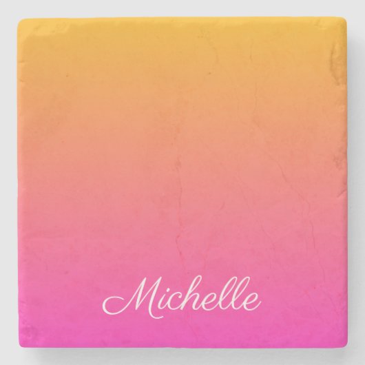 黄色とピンクのグラデーショングラデーション ストーンコースター (正面)