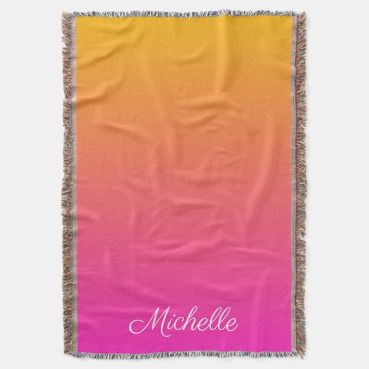 黄色とピンクのグラデーショングラデーション スローブランケット (正面縦)