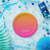 黄色とピンクのグラデーショングラデーション ペーパープレート (パーティー)