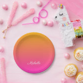 黄色とピンクのグラデーショングラデーション ペーパープレート (パーティー)