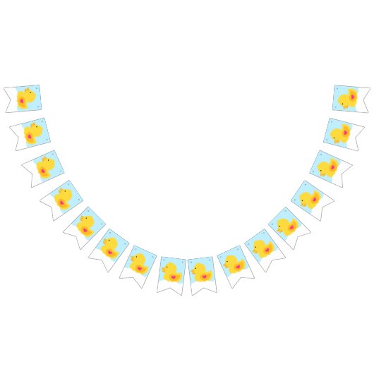 黄色とピンクのゴムダッキー(アヒルちゃん) バンティングフラッグ (全)