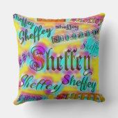 黄色とピンクのシェフィー クッション (裏面)