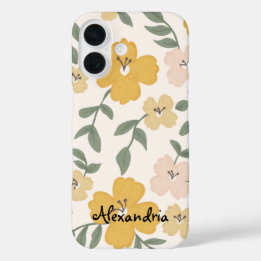 黄色とピンクのハイビスカスの花植物園 iPhone 16ケース