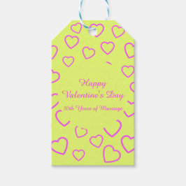黄色とピンクのハートパターンカスタムメッセージ ギフトタグ