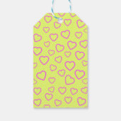 黄色とピンクのハートパターンカスタムメッセージ ギフトタグ (裏面)