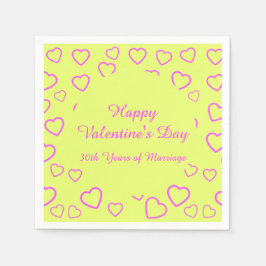 黄色とピンクのハートパターンカスタムメッセージ スタンダードカクテルナプキン