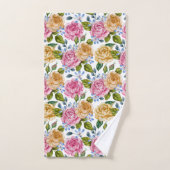 黄色とピンクのバラのバスタオルセット バスタオルセット (ハンドタオル)