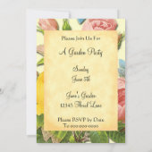 黄色とピンクのバラの植物学カスタム招待状 招待状 (裏面)