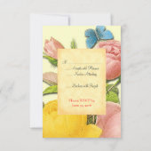 黄色とピンクのバラの植物性カスタムのRSVPカード 招待状 (裏面)