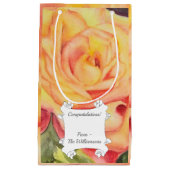 黄色とピンクのバラ花 スモールペーパーバッグ (正面)