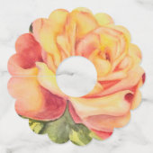 黄色とピンクのバラ ワイングラスタグ (正面)