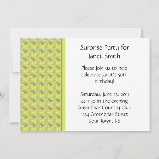 黄色とピンクのパーティの招待状 招待状 (正面)