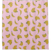 黄色とピンクのヒバファンキースターのバナナパターン シャワーカーテン (正面)