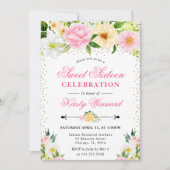 黄色とピンクの夏の花フォトスイート16 招待状 (正面)