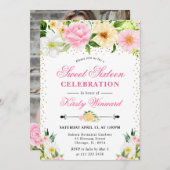 黄色とピンクの夏の花フォトスイート16 招待状 (正面/裏面)