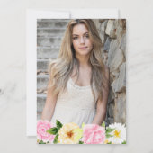 黄色とピンクの夏の花写真キンセアニェラ 招待状 (裏面)