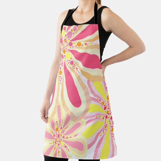 黄色とピンクの春の花 エプロン (インサイチュ)