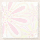 黄色とピンクの春の花 ガラスコースター (裏面)