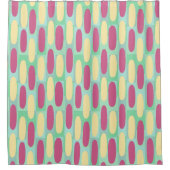 黄色とピンクの楕円 シャワーカーテン (正面)