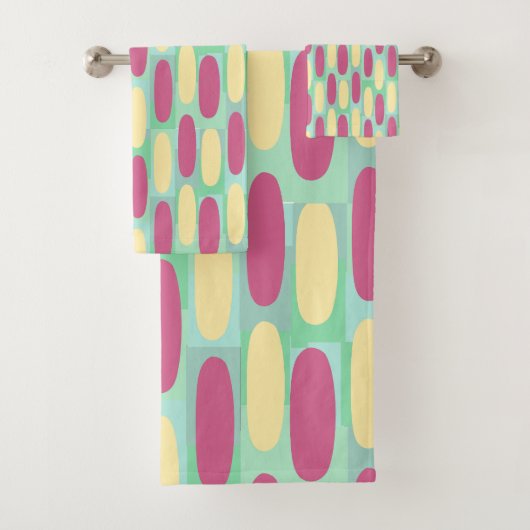 黄色とピンクの楕円 バスタオルセット (インサイチュ)