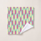 黄色とピンクの楕円 バスタオルセット (ウォッシュタオル)